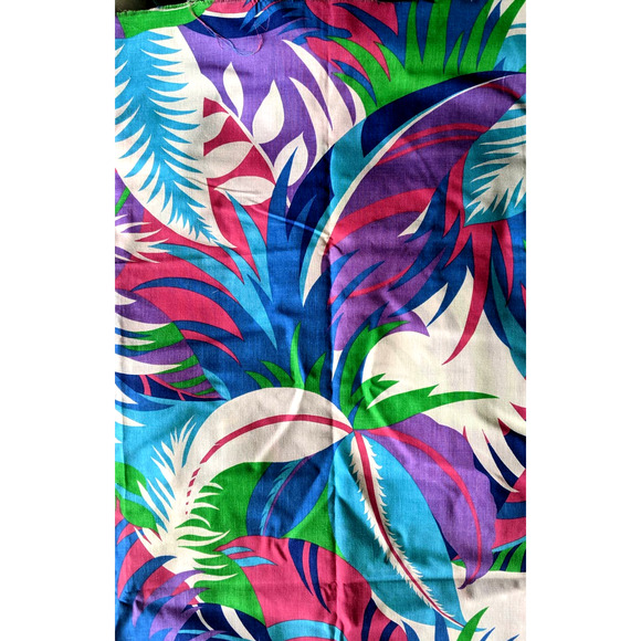 BOLD Vintage Tropical Floral Pattern Cotton Woven Fabric 80s 90's Hawaiian Print - Picture 6 of 6